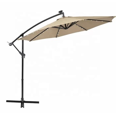 10ft Solar LED Offset Hanging Market Patio Umbrella